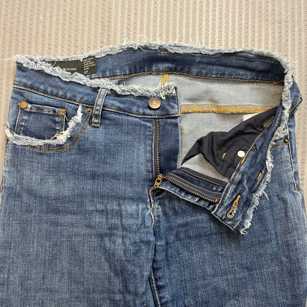 Armani Exchange A|X Jeans Womens Size 27 Super Skinny Low Rise Frayed Hem